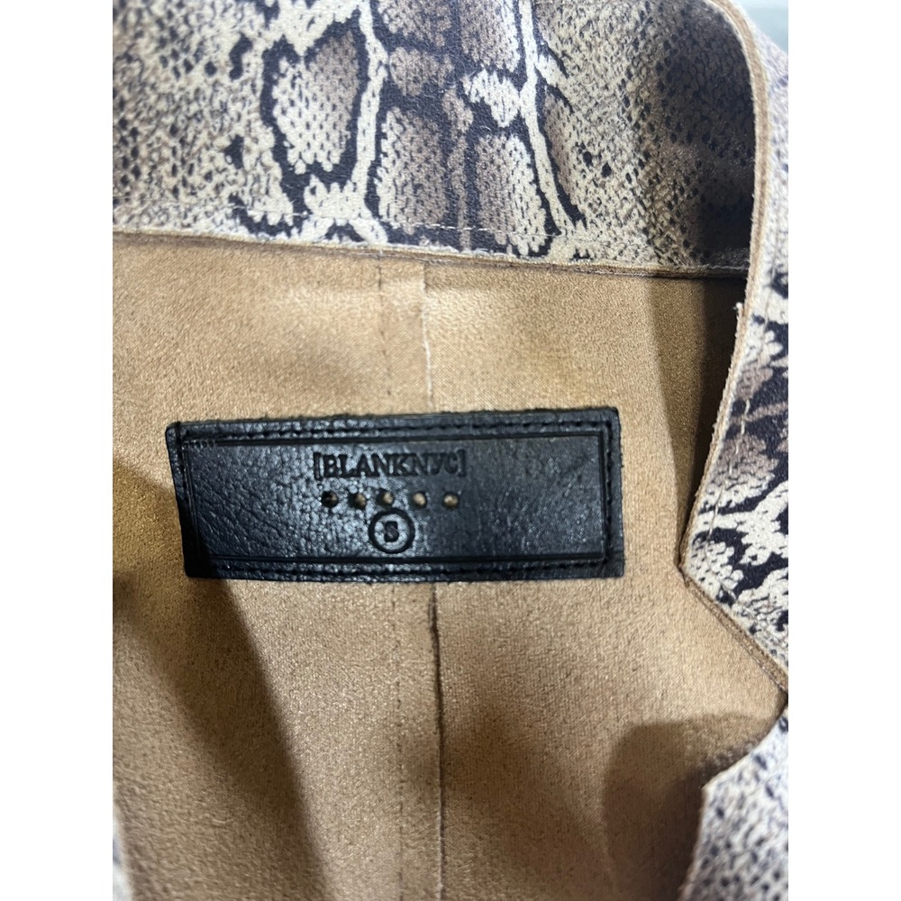 BLANK NYC Anthropologie Faux Suede Snakeskin Long One Button Jacket Women Size S - Picture 2 of 6